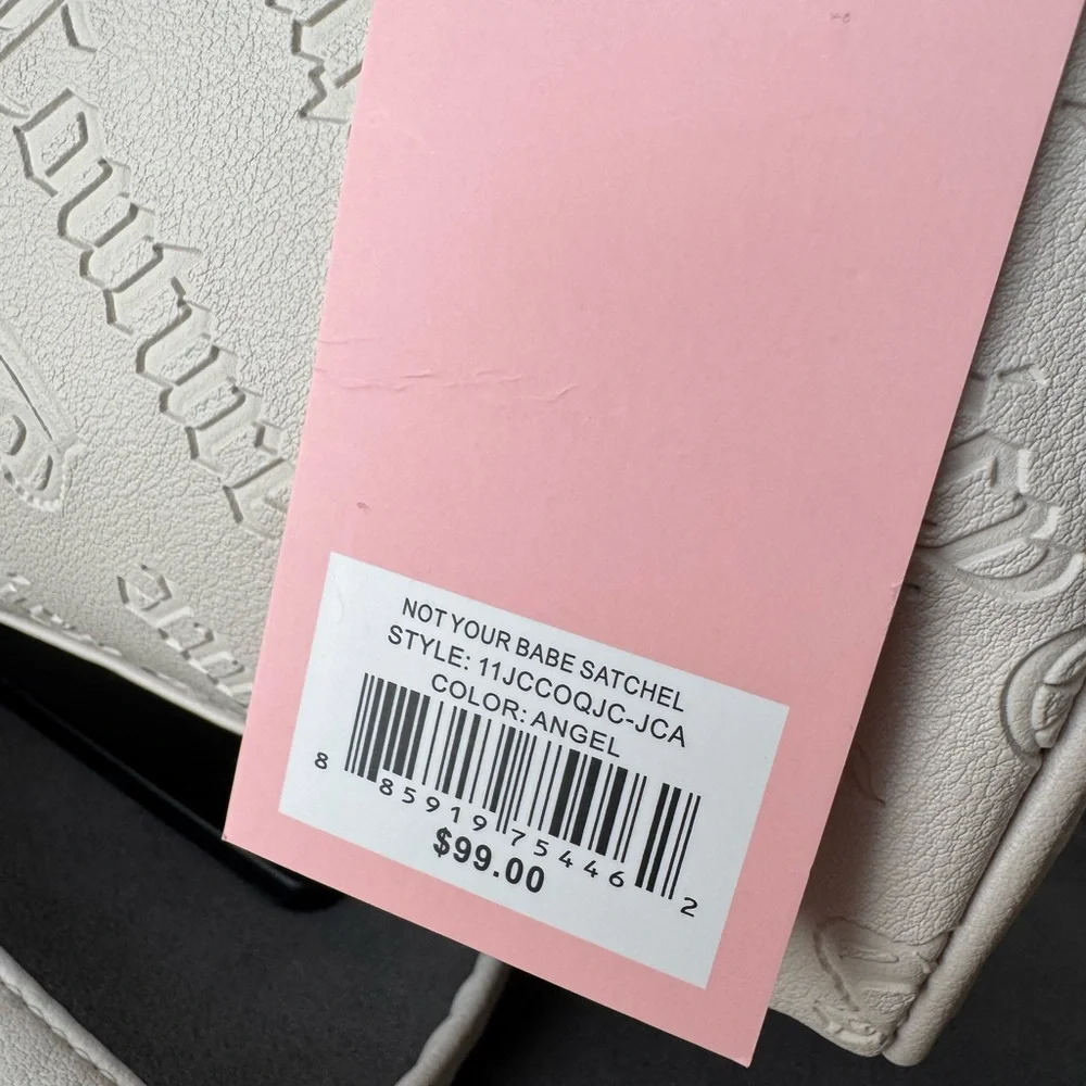 NWT Juicy Couture Tan/Beige Embossed Satchel with Shoulder Strap